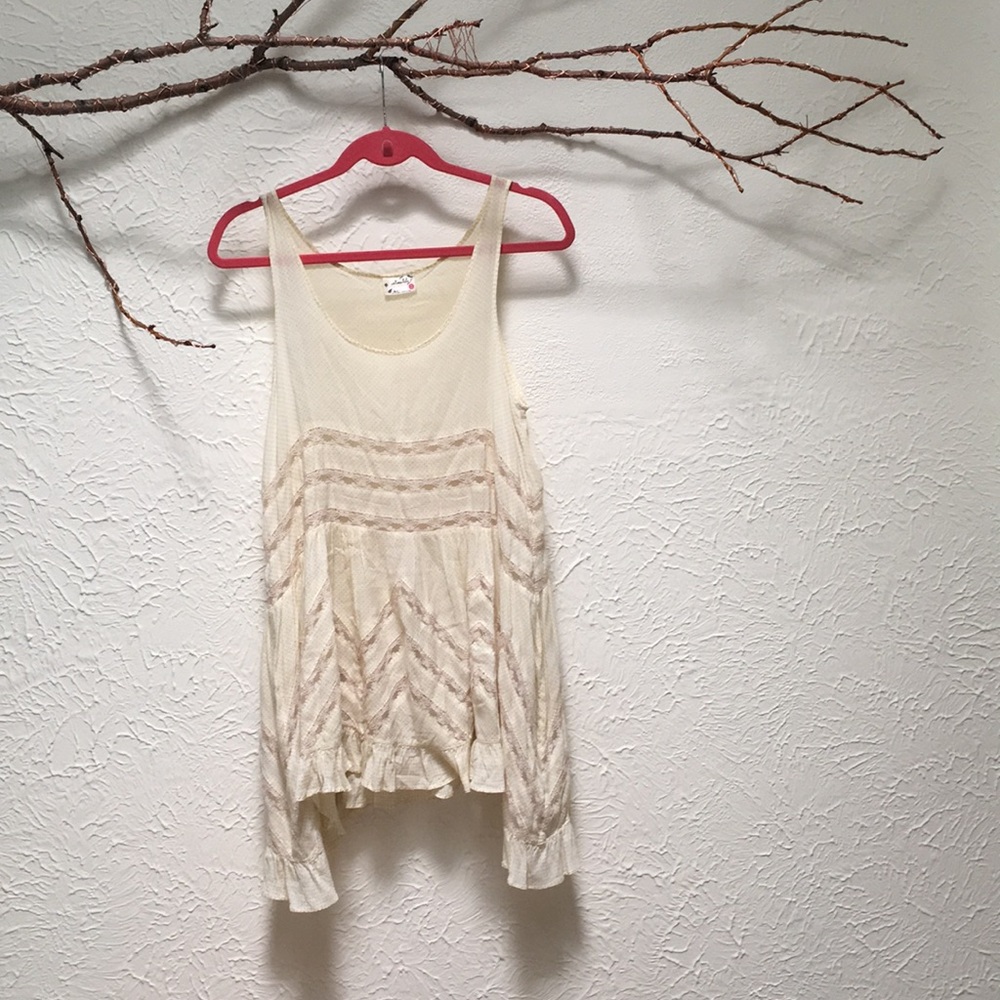❌SOLD❌Free People Cream and Pink Voile and Lace - Picture 5 of 7